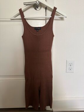 JLUXLABEL Sleeveless Ribbed Jumpsuit in Brown